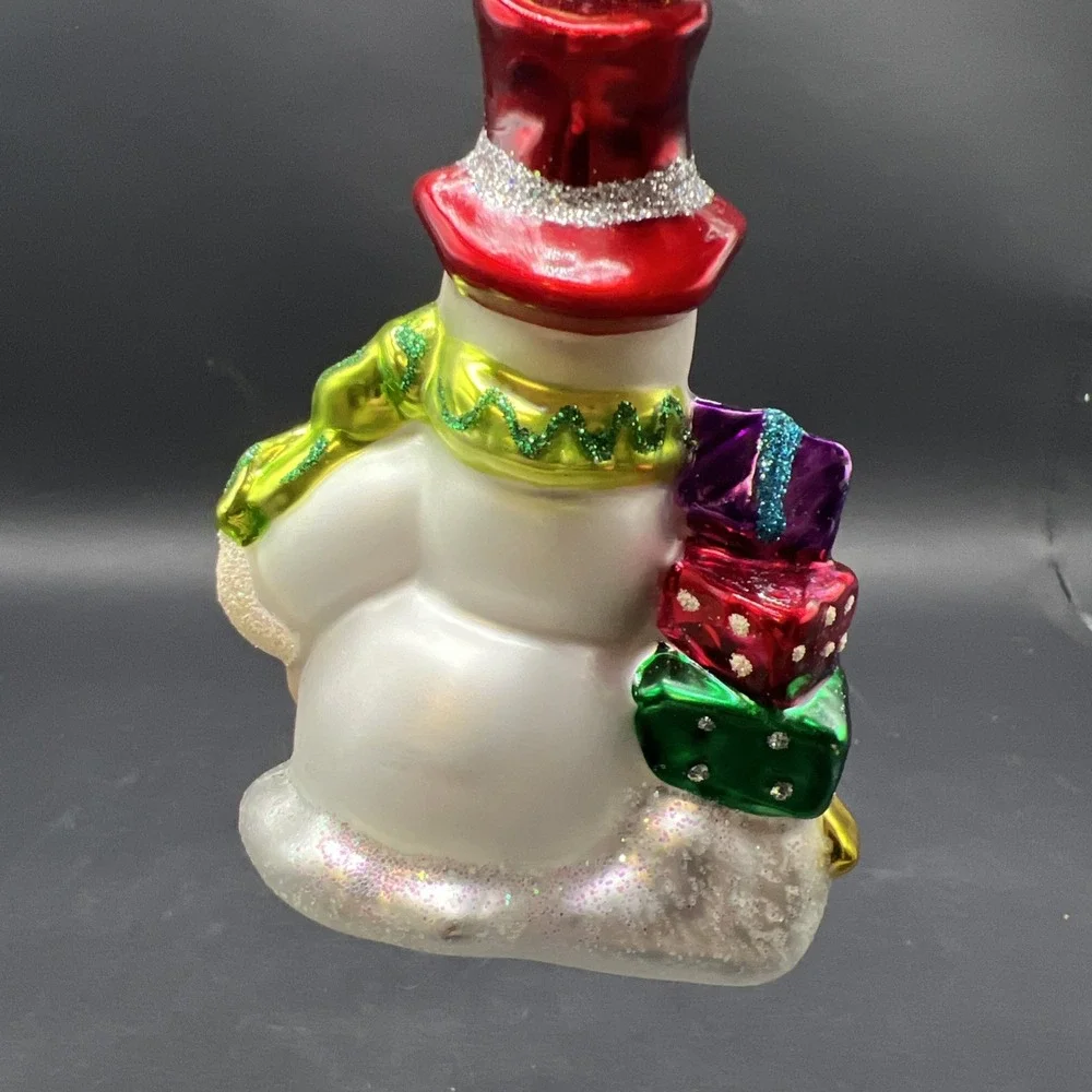 Vintage Christopher Radko Glass Let It Snow Snowman Christmas Ornament